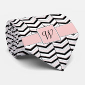 Black White en Blush Chevron Mannen Stropdas (Opgerold)
