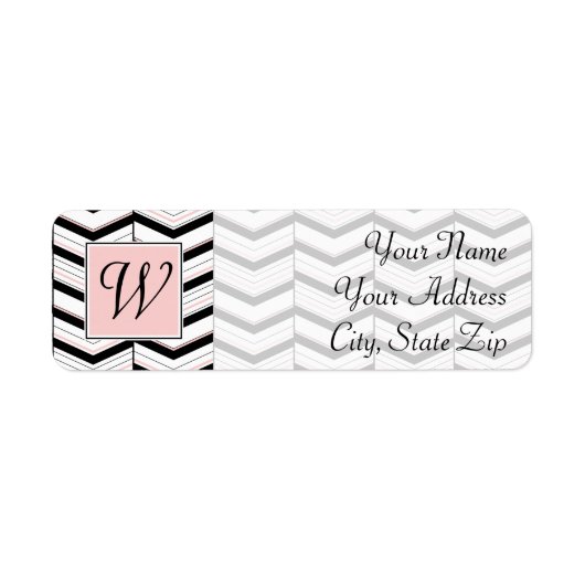 Black White en Blush Chevron Return Address Label (Voorkant)