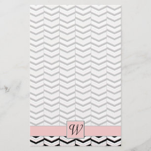 Black White en Blush Chevron Stationery Briefpapier