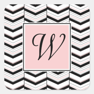 Black White en Blush Chevron Sticker