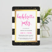 Black White en Faux Gold vrijgezellenfeest Kaart (Staand voorkant)