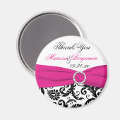 Black, White en Fuchsia Wedding Favor Magnet Magneet (Voorkant / Achterkant)