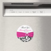 Black, White en Fuchsia Wedding Favor Magnet Magneet (Insitu (Vaatwasser))