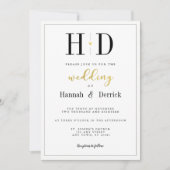Black White en Gold Classic Monogram Weddenschap Kaart (Voorkant)