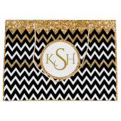 Black White en Gold Glitter Chevron Pattern Large Cadeautasje (Voorkant)