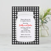 Black White En vichy Mason Jar Pays Invitation (Debout devant)