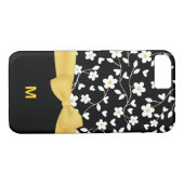 Black White en Yellow Flowers monogramed Case-Mate iPhone Case (Achterkant (Horizontaal))