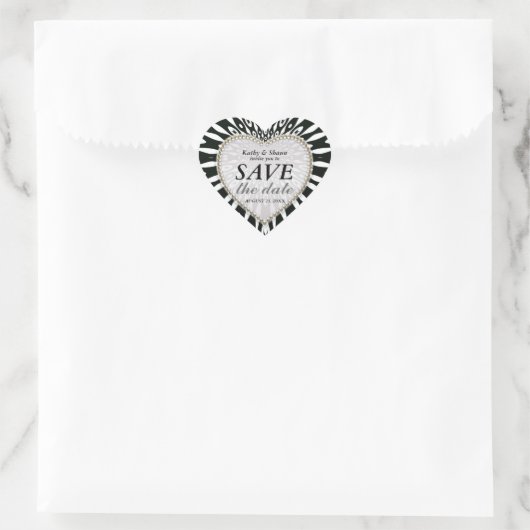 Black & White Enregistrer la date Mariage Stickers (Sac)