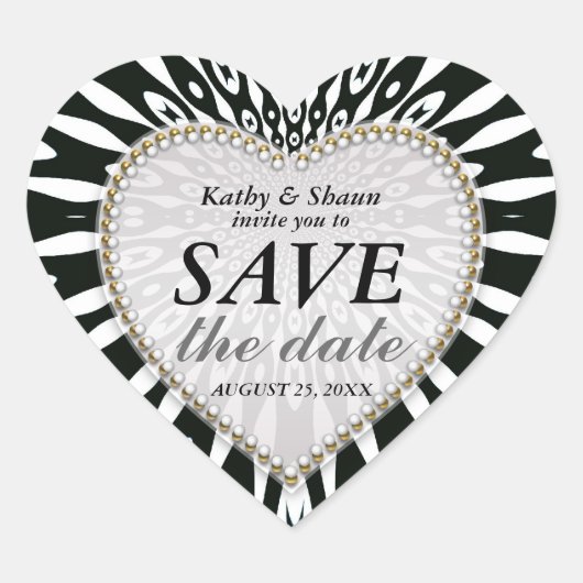 Black & White Enregistrer la date Mariage Stickers (Devant)