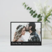 Black & White Enregistrer La Date Photo Carte Post (Debout devant)