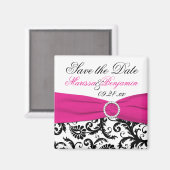 Black, White, et Fuchsia Mariage Favor Magnet (Recto/Verso)