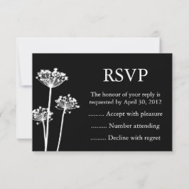 Black & White Event Reply, RSVP of Response Kaarte