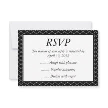 Black & White Event Reply, RSVP of Response Kaarte