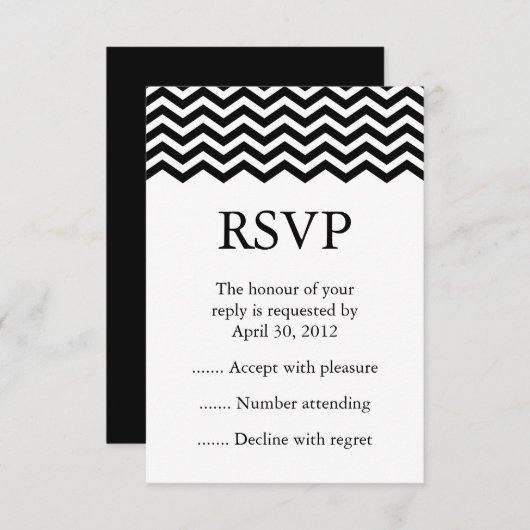 Black & White Event Réponses, RSVP ou cartes de ré (Devant / Derrière)