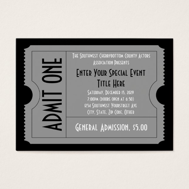 Black+White Event Ticket Pack, Lg Visitekaartje Sz (Voorkant)