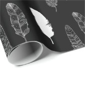 Black White Feathers Cadeaupapier (Rol Hoek)