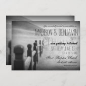 Black White Fence Post Rustic Wedding Invitations (Devant / Derrière)