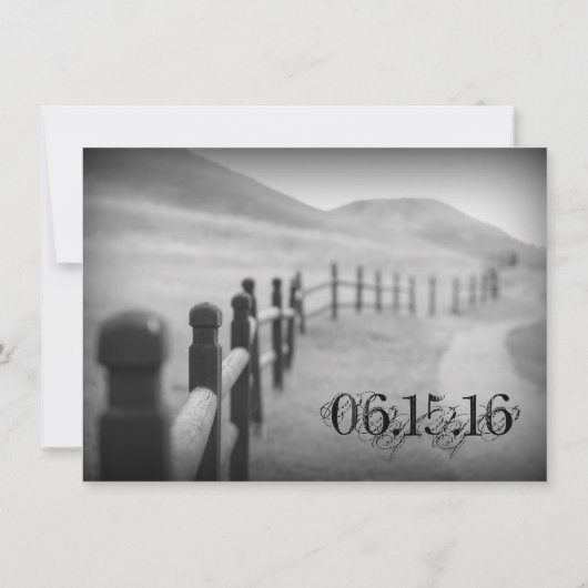 Black White Fence Post Rustic Wedding Invitations (Dos)
