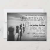 Black White Fence Post Rustic Wedding Invitations (Devant)