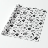 Black white film night party cadeaupapier (Uitgerold)