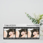 Black White Filmstrip Afstuderen Aankondiging (Staand voorkant)