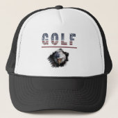 *~* Black White Flag USA Patriotic American GOLF Trucker Pet (Voorkant)