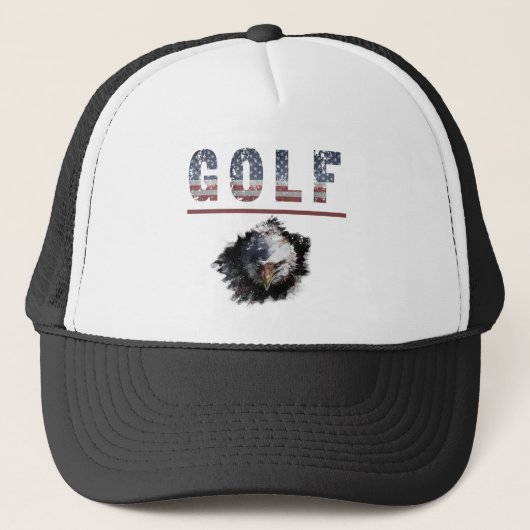 *~* Black White Flag USA Patriotic American GOLF Trucker Pet (Voorkant)
