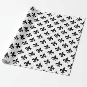 Black White Fleur-de-lis Cadeaupapier