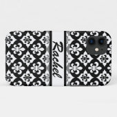 Black White Fleur De Lis Pattern Case-Mate iPhone Case (Achterkant (horizontaal))