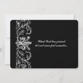 Black White Fleur katholieke bruiloft Uitnodiging (Achterkant)