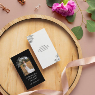 Black White Floral Arch Hand Drawn fotograaf Visitekaartje