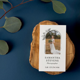 Black White Floral Arch Hand Drawn fotograaf Visitekaartje