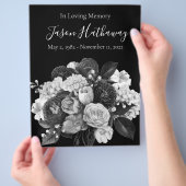 Black & White Floral Funeral Memorial Flyer (Hand)