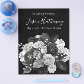 Black & White Floral Funeral Memorial Flyer (Enkel)
