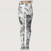 Black White Floral Leggings (Voorkant)