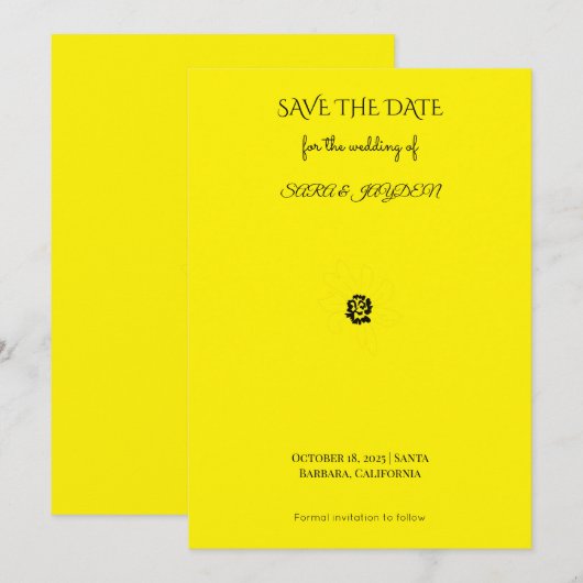 Black & White Floral Line Art – Clipart Design Save The Date (Voorkant / Achterkant)