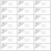 Black White Floral Line Art Guest-adres Sticker (Voorkant)