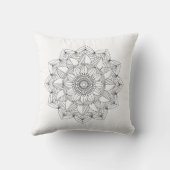 Black White Floral Mandala v1 Kussen (Achterkant)