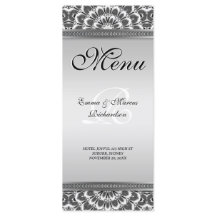Black White Floral Mandala Wedding Menu Kaart