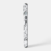 Black White Floral Monogram iPhone 15 Hoesje (Linkerkant)