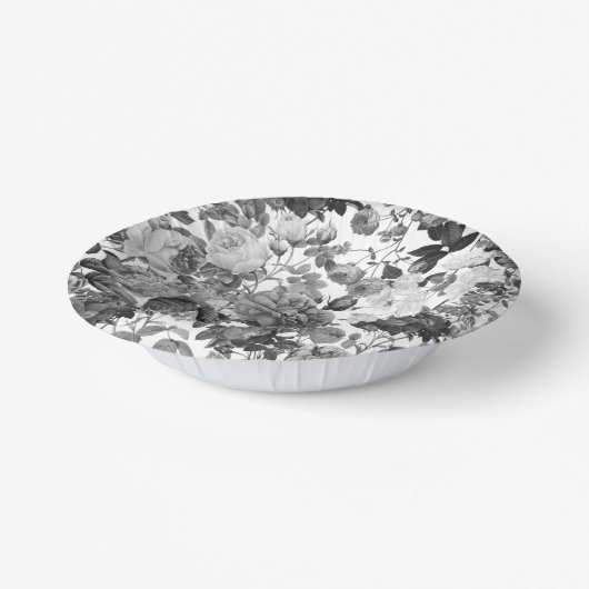 Black White  Floral Papieren Kommen (Gebogen)