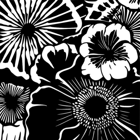 Black White Floral Pattern Bold Botanical Aestheti