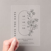 Black & White Floral Photo Wedding Save the Date Acryl Uitnodigingen (Insitu (Draagbaar))