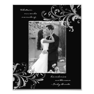 Black White Floral Portrait Foto Afdruk
