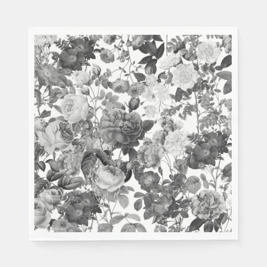 Black White  Floral Servet (Voorkant)