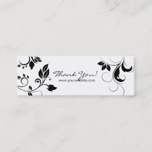Black White Floral Swirls visitekaartje bladwijzer