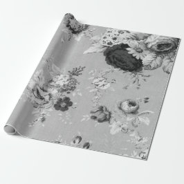 Black White Floral Toile Fabric No.5 Cadeaupapier