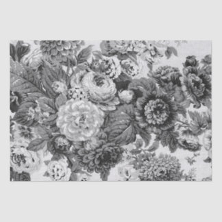 Black & White  Floral Toile No.3A Tissuepapier