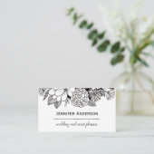 Black White Floral Visitekaartje (Staand voorkant)