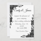 “Black & White Floral Wedding Invitation (Devant)